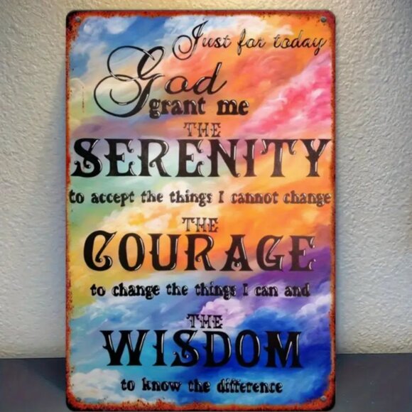 Serenity Prayer Metal Wall Art: Inspirational Spiritual Sign, Vibrant Color NEW - Picture 1 of 5